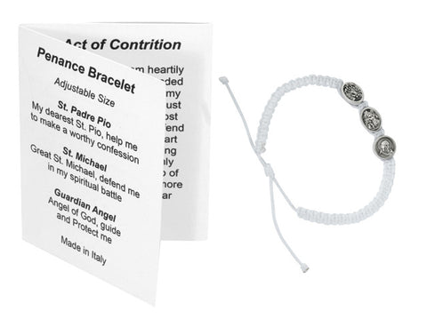 White Penance Bracelet with Prayer Card