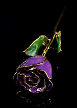 Load image into Gallery viewer, The Rose Lady Gold Trimmed Rose In Purple Sparkle
