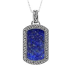 ShanOre Sterling Silver Men’s Blue Lapis Celtic Knot Dog Tag