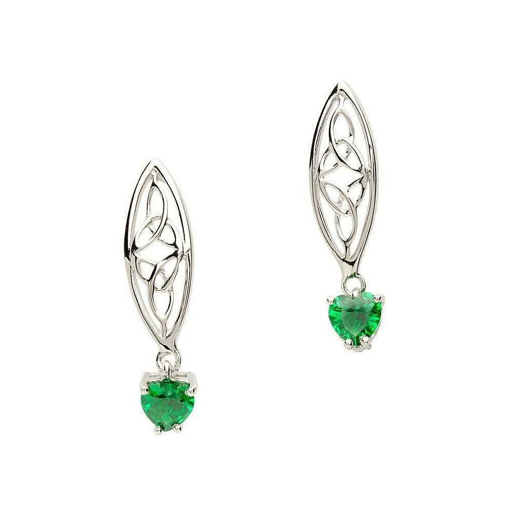 ShanOre Sterling Silver Trinity Green Heart Earrings