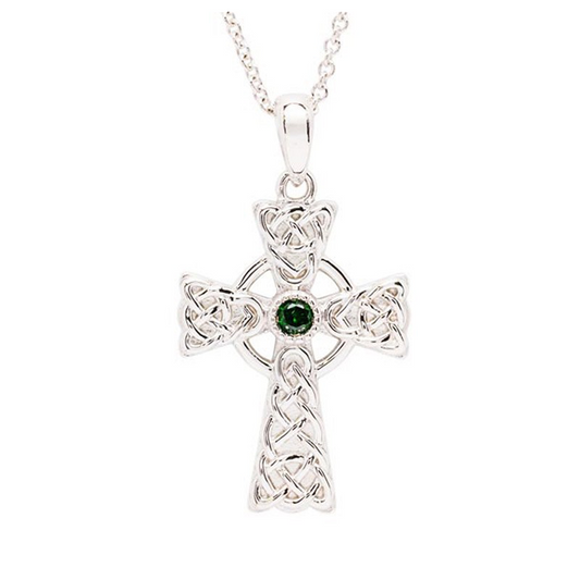 ShanOre Sterling Silver Green CZ Celtic Cross