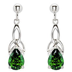 ShanOre Sterling Silver Emerald Cubic Zirconia Trinity Earrings