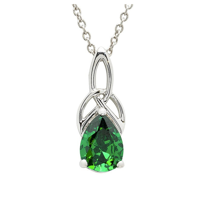 ShanOre Sterling Silver Emerald Cubic Zirconia Trinity Necklace