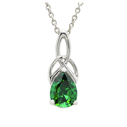 ShanOre Sterling Silver Emerald Cubic Zirconia Trinity Necklace