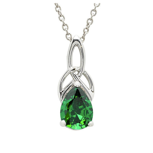 ShanOre Sterling Silver Emerald Cubic Zirconia Trinity Necklace