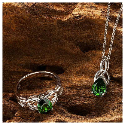 ShanOre Sterling Silver Emerald Cubic Zirconia Trinity Necklace