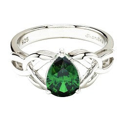 ShanOre Sterling Silver And Emerald Cubic Zirconia Trinity Ring