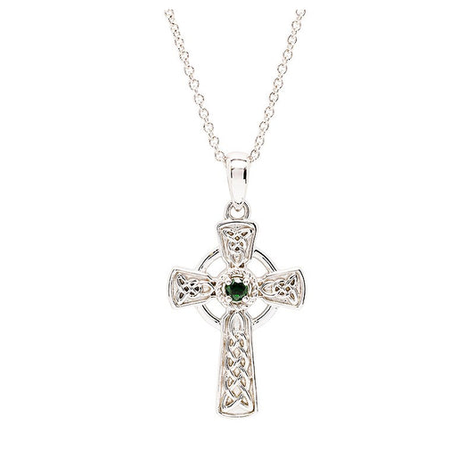 ShanOre Sterling Silver Green Cubic Zirconia Celtic Cross