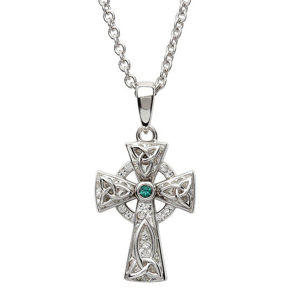 ShanOre Sterling Silver White/Green Swarovski Celtic Cross