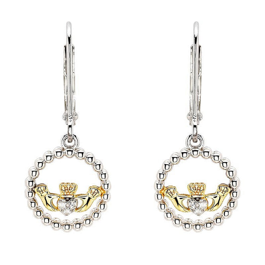 ShanOre Sterling Silver and CZ Claddagh Drop Earrings