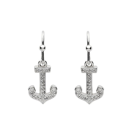 Ocean by ShanOre Sterling Silver Swarovski Crystal Anchor Earrings