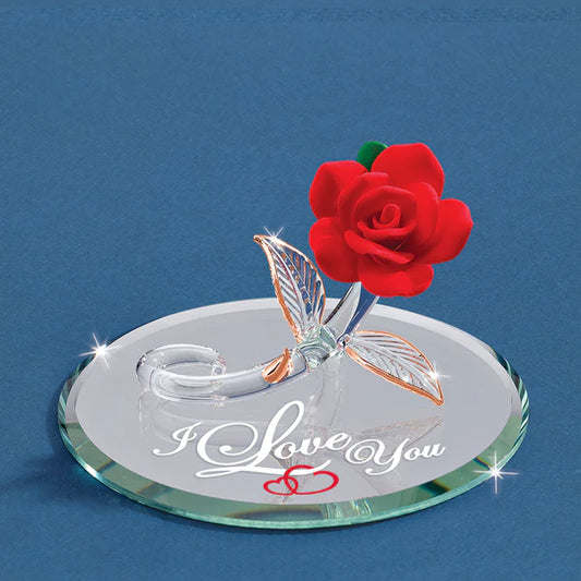The Glass Baron “I Love You” Red Rose