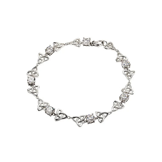 ShanOre Sterling Silver Celtic Trinity Knot Bracelet With White Cubic Zirconia Beads
