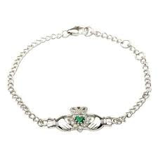 ShanOre Silver Claddagh Stone Set Bracelet