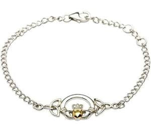 ShanOre Sterling Silver Claddagh Bracelet With Gold Plate Heart