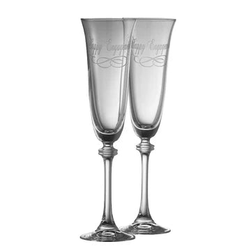 Galway Irish Crystal Happy Engagement Liberty Flute Pair