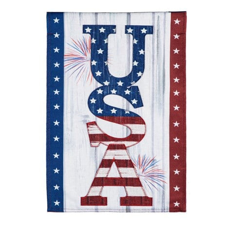 USA Fireworks Garden Burlap Flag
