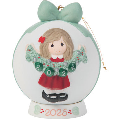 Precious. Omens “Deck The Halls” 2025 Dated Girl Ball Ornament
