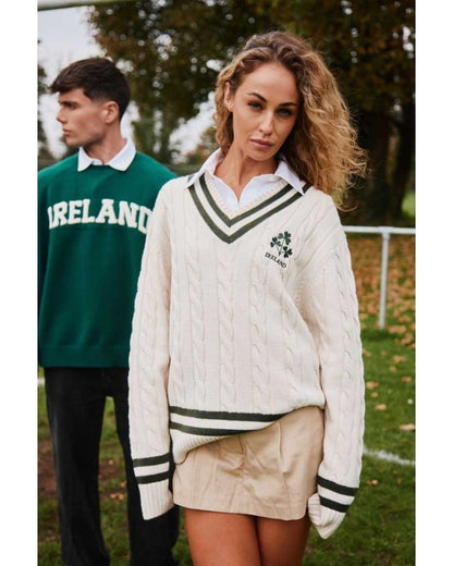 The Heritage Collection By Lansdowne Shamrock Crest Cab,e Sweater