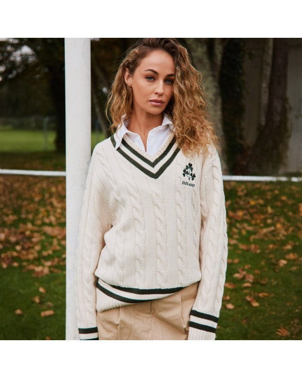 The Heritage Collection By Lansdowne Shamrock Crest Cab,e Sweater