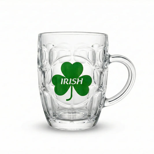 Irish Shamrock Glass Tankard
