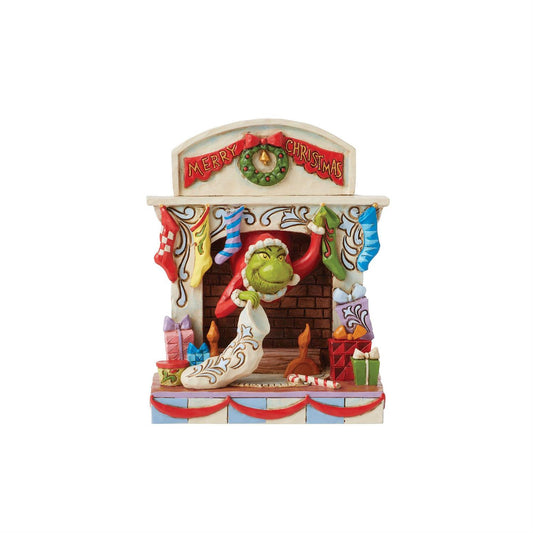 Jim Shore The Grinch by Dr Seuss, “Grinch Peaking Out Of Fireplace”