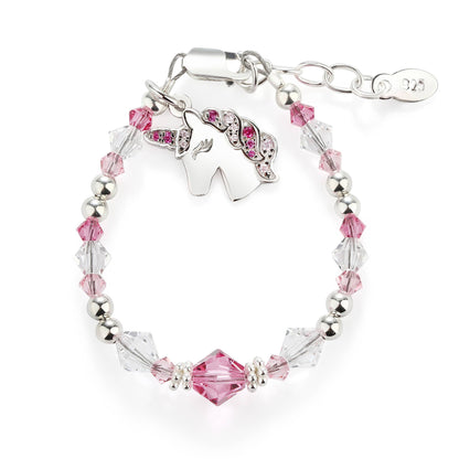 Cherished Moments - Sterling Silver Pink Unicorn Bracelet Gift for Little Girls: Medium 1-5 Years