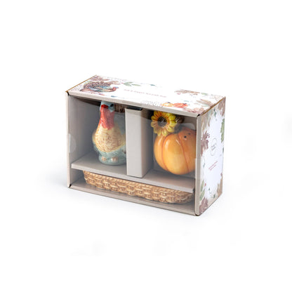 Grace Teaware - Gift Boxed Turkey and Pumpkin Salt and Pepper Shaker Set