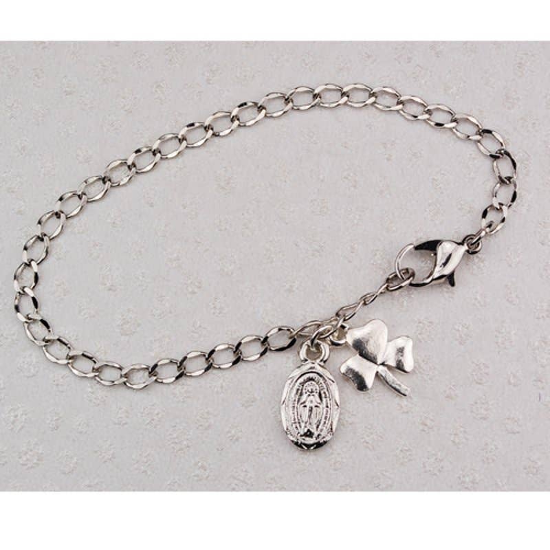 Simply Charming - Silver Shamrock & Miraculous Medal Bracelet
