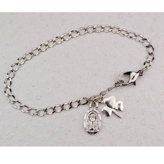 Simply Charming - Silver Shamrock & Miraculous Medal Bracelet