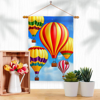 Two Group Flag Co - Hot Air Balloon Mass Summertime Decor Flag: Garden Flag 13" x 18.5" Only / Double Sided-Thick Fabric