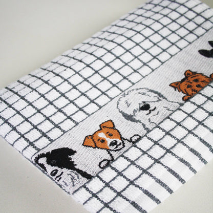 Dublin Gift Company - Polidri Tea Towel Charcoal Dogs Jacquard: Pack of 2
