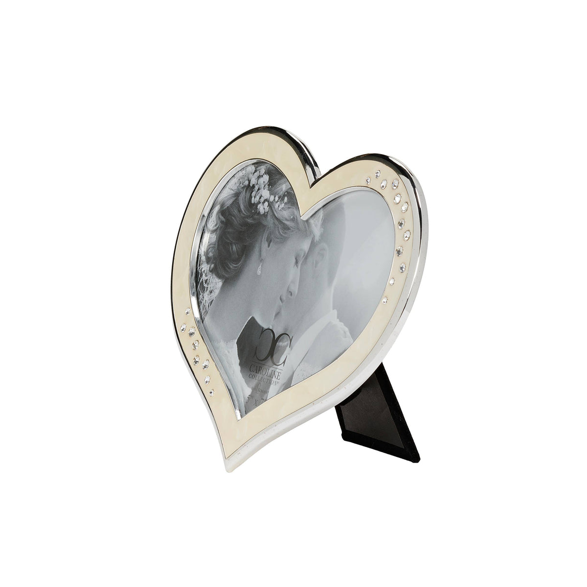 ROMAN - Heart Frame (5X7); Ivory With Rhinestones