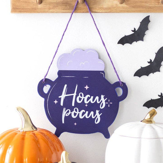 Something Different Wholesale - Hocus Pocus Cauldron Shaped Halloween Hanging Sign