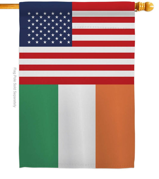 Two Group Flag Co - Ireland US Friendship Regional Nationality USA Decor Flag: Double Sided-Thick Fabric / House Flag 28" x 40" Only