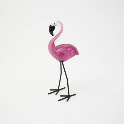 The Gerson Companies - Discount 11.4"H Handblown Glass Flamingo w/ Metal Feet