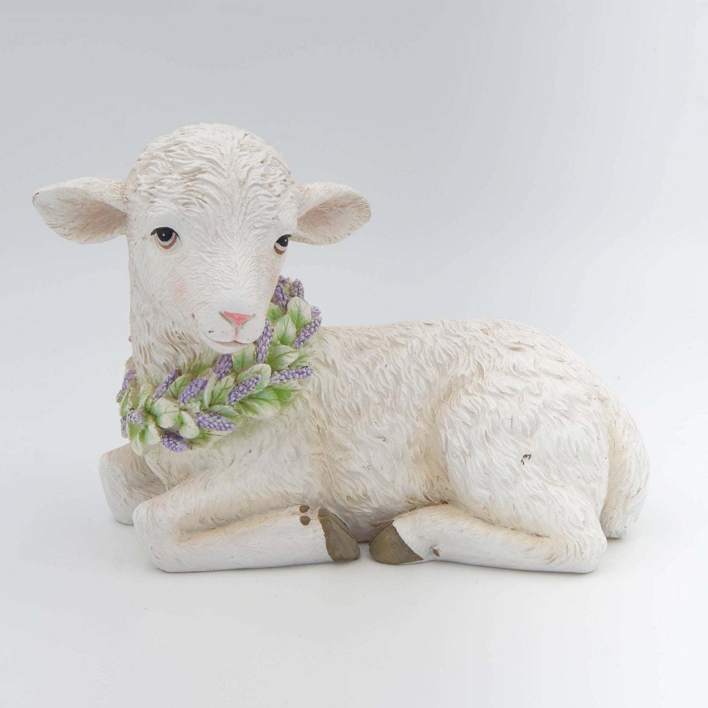 Roman - 6"H Lamb with Flower Wreath Figurine Spring/Easter Decor