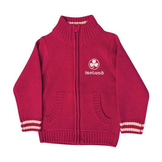 Dublin Gift Company - Blush Pink Ireland Crest Girls Knit Jacket: 1/2 Years
