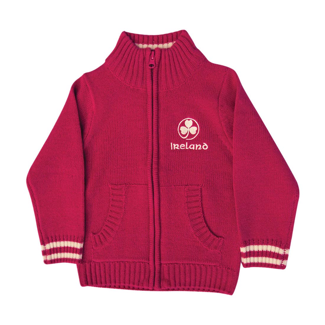 Dublin Gift Company - Blush Pink Ireland Crest Girls Knit Jacket: 3/4 Years