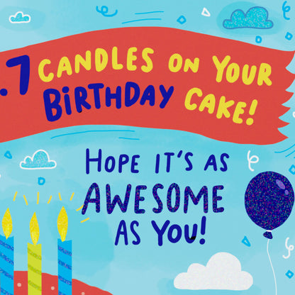 DICKENS INC. - 7th Birthday Card for Kids (Colorful Celebration)