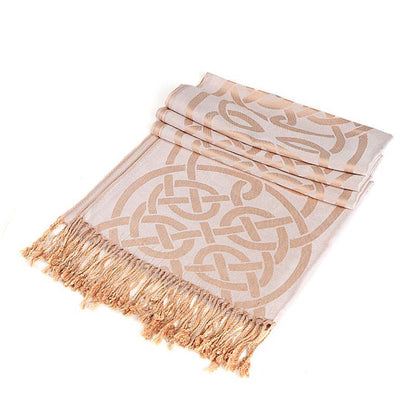 Celtic Ore Crafts - IRS-008E Celtic Trad Pashmina 65cm x 190cm: Cream / 65cm x 190cm