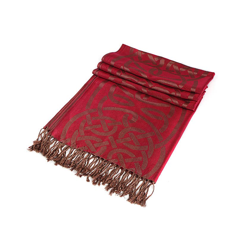 Celtic Ore Crafts - IRS-008D Celtic Trad Pashmina 65cm x 190cm: Red / 65cm x 190cm