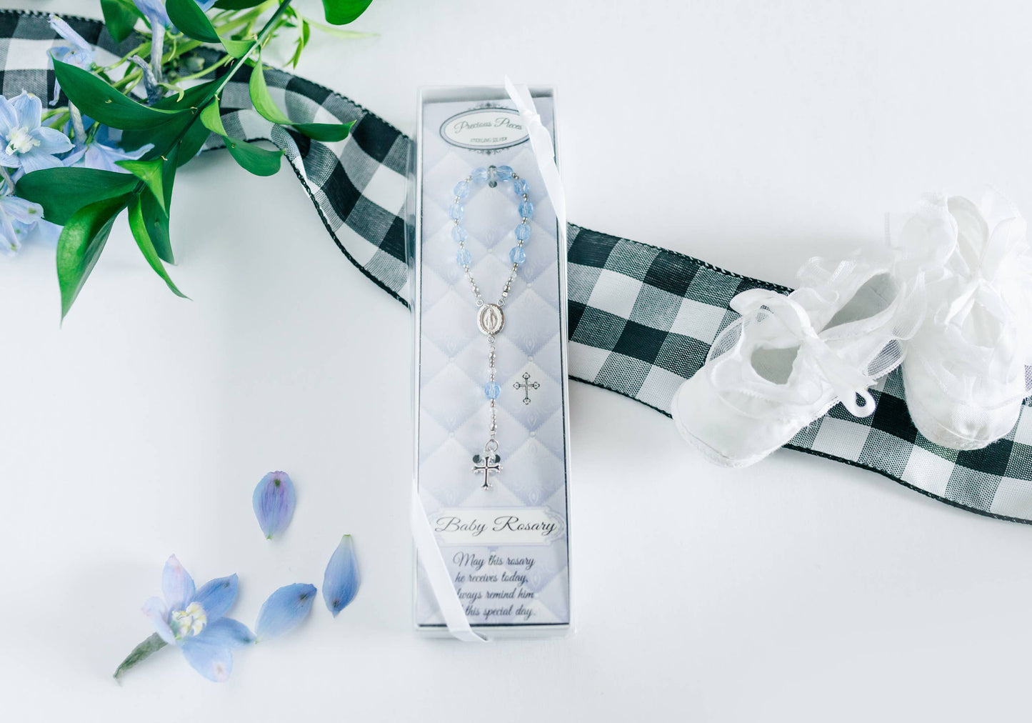 Cherished Moments - Sterling Silver Blue Baby Rosary Baptism Gift for Boys