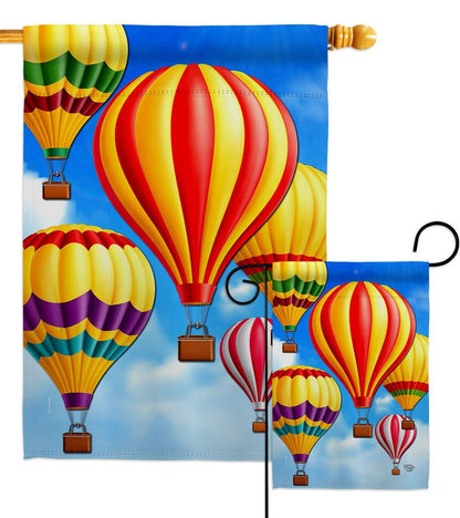 Two Group Flag Co - Hot Air Balloon Mass Summertime Decor Flag: Garden Flag 13" x 18.5" Only / Double Sided-Thick Fabric