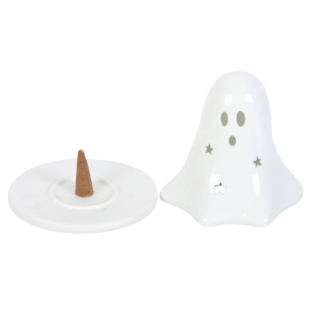 Something Different Wholesale - Ceramic Halloween Ghost Tealight and Incense Cone Holder