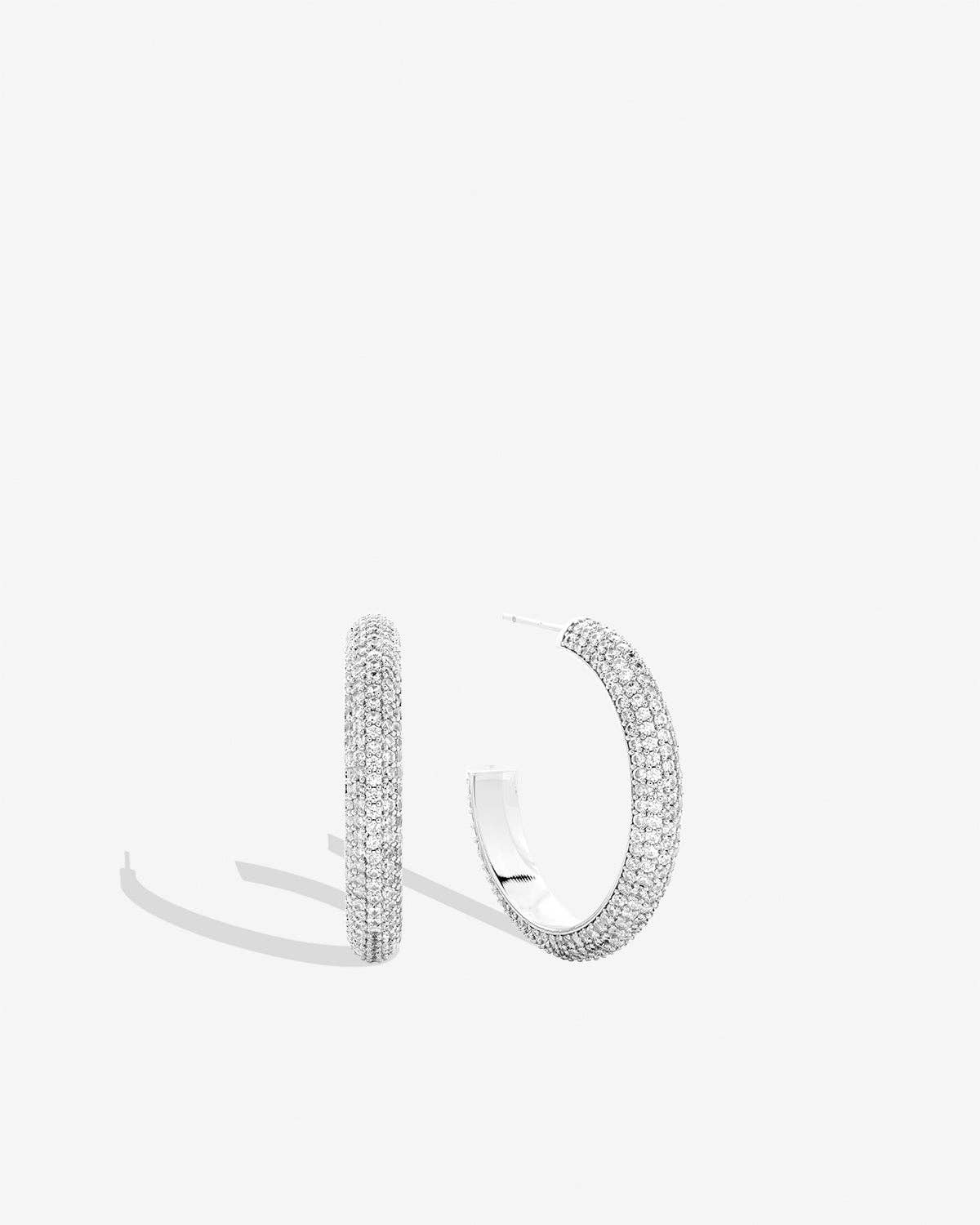 Bryan Anthonys - Unstoppable Pave Midi Hoop Earrings: Silver