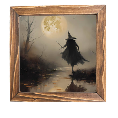 Teele and Co. - Halloween Witch Framed Wall Decor: Dark Wood