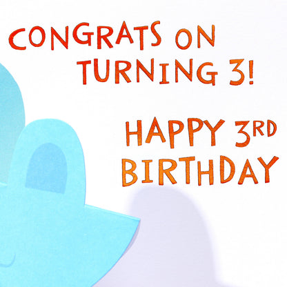 DICKENS INC. - 3rd Birthday Pop Up Card for Boy (Cheerful Crocodile)