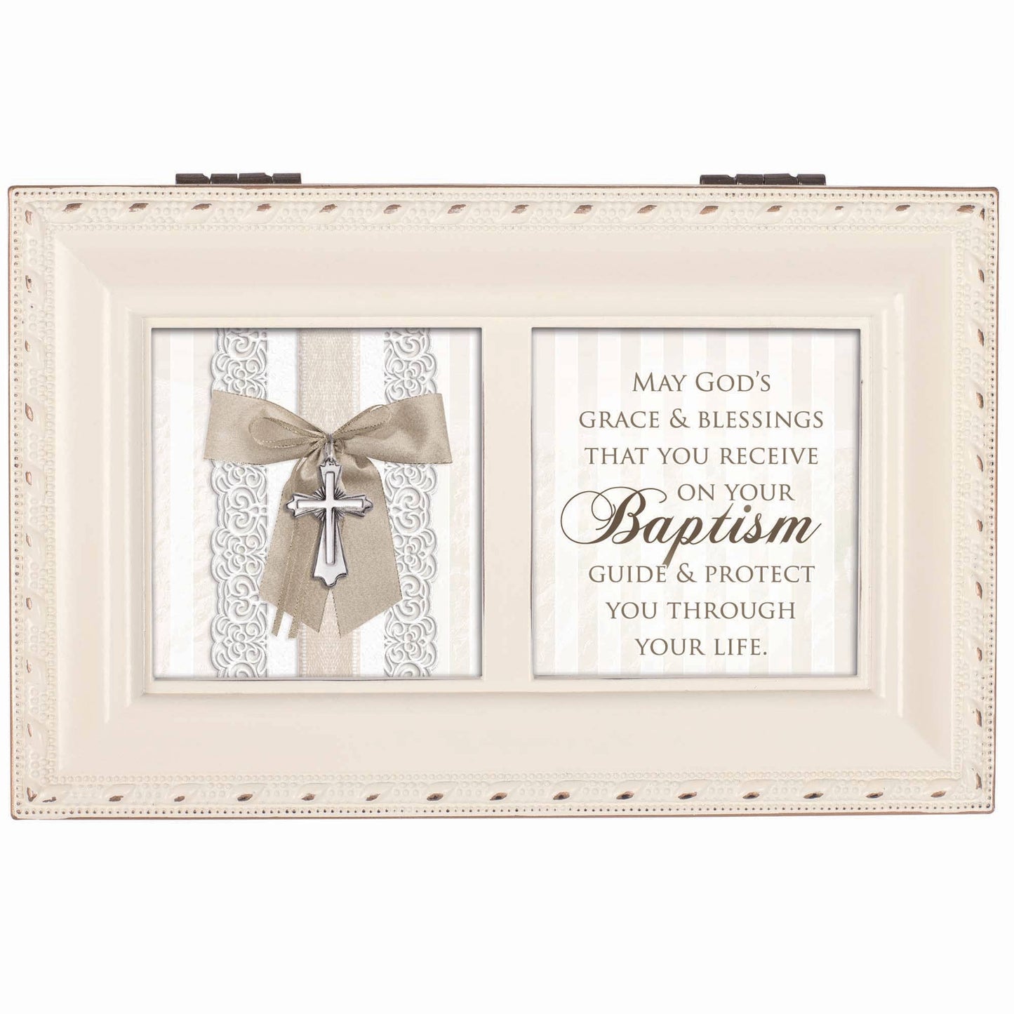 Cottage Garden - Petite Music Box Blessings on Your Baptism, Rope-Trim