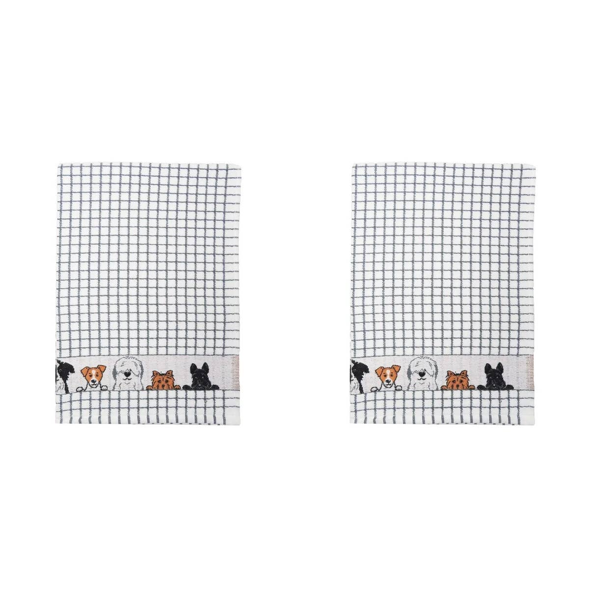 Dublin Gift Company - Polidri Tea Towel Charcoal Dogs Jacquard: Pack of 2